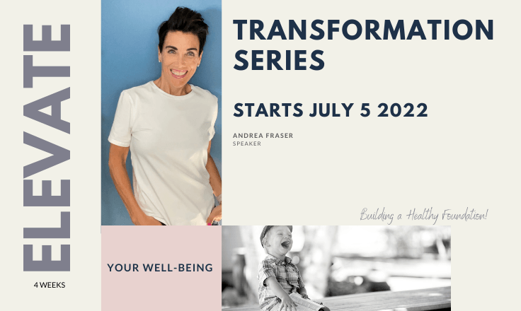 Transformation Series for your Well-being!  Starts July 5, 2022.  Picture of a child enjoying his life, and laughing as he knows who he is.  Elevate.